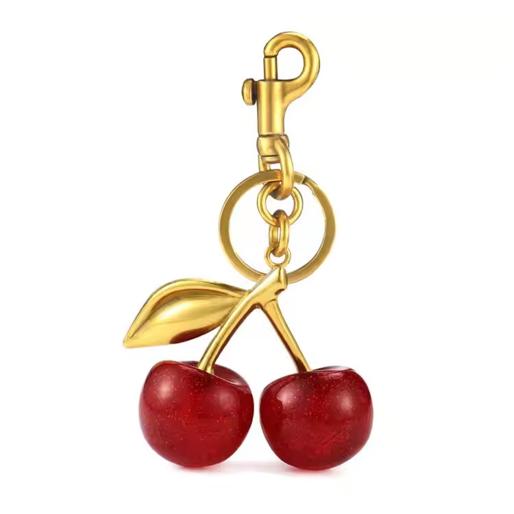 Fashion 3D Crystal Red Cherry Summer ripatsi võtmekett