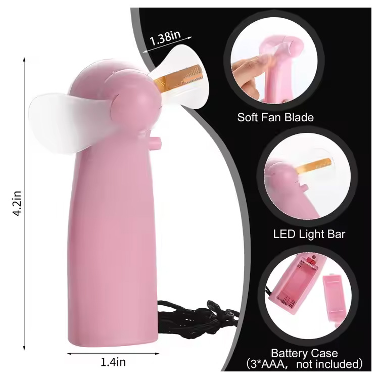 Uus mini kaasaskantav käepärane LED kohandatud sõnumiga akuventilaator