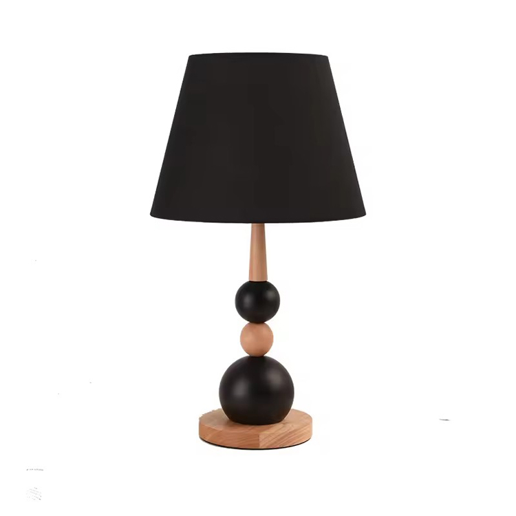 Lihtne Black Ball Retro puidust voodivalgusti minimaalne laualamp